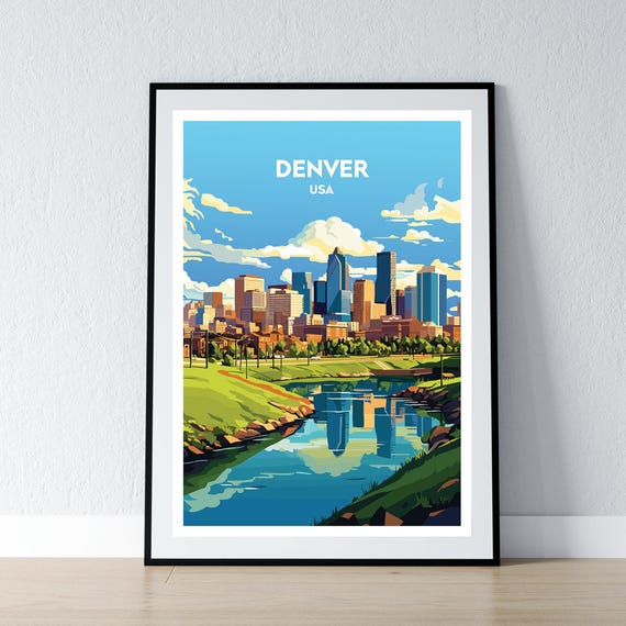 Denver Poster Print Wall Art Colorado Gift Travel Home Decor Illustration