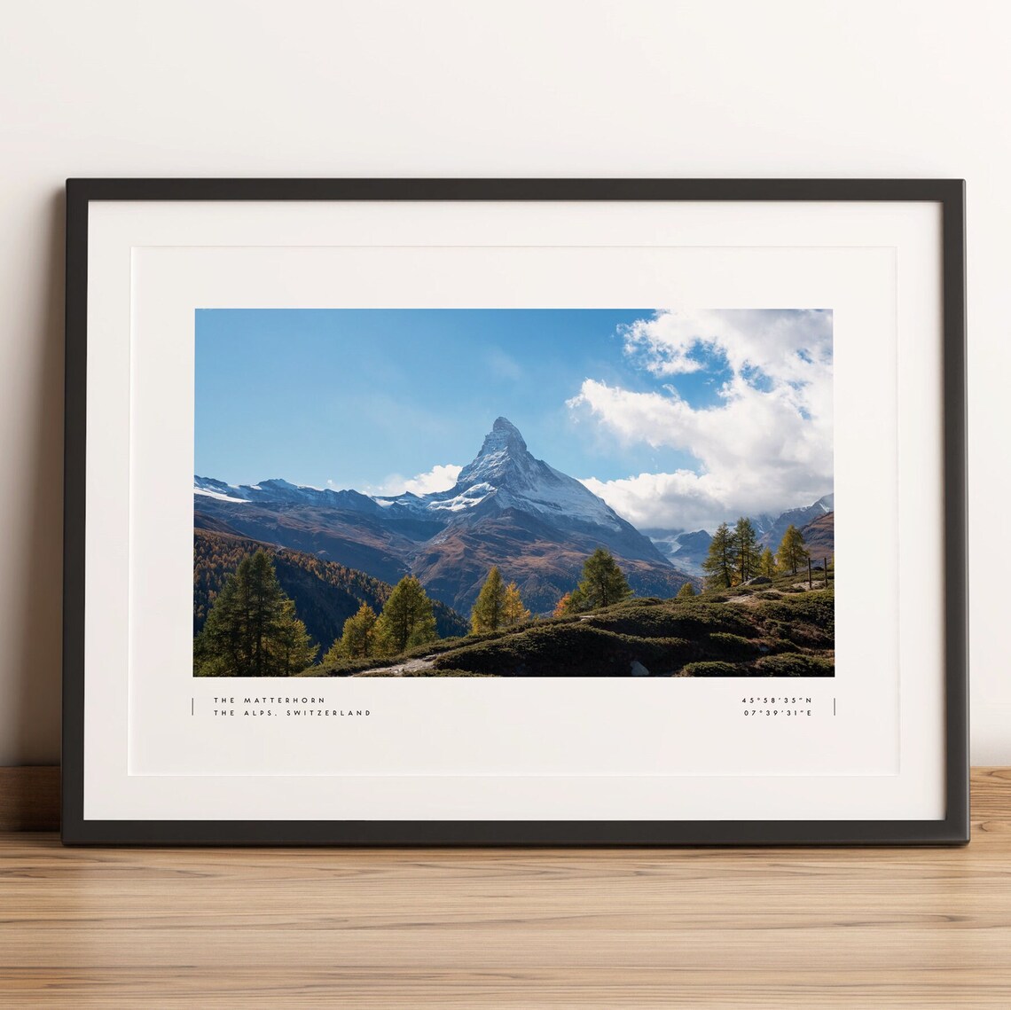 Matterhorn Travel Poster, Swiss Alps Coordinates