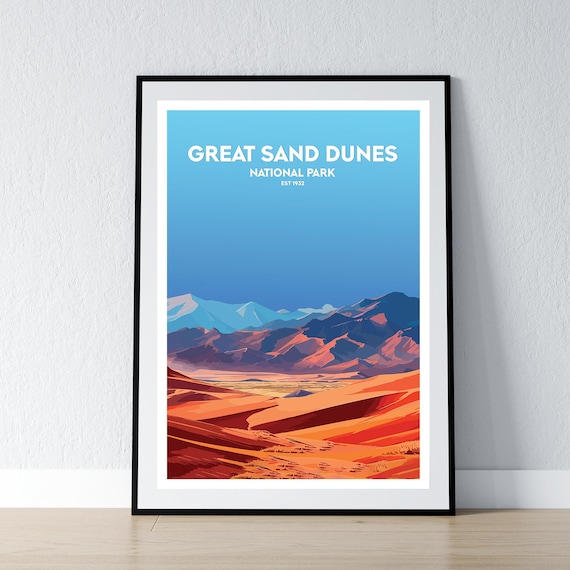 Great Sand Dunes National Park Est 1932 Vintage Travel Art Poster