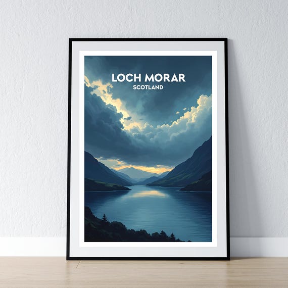 Loch Morar Poster Print Scotland Wall Art Gift Travel Scottish Home Decor Illustration