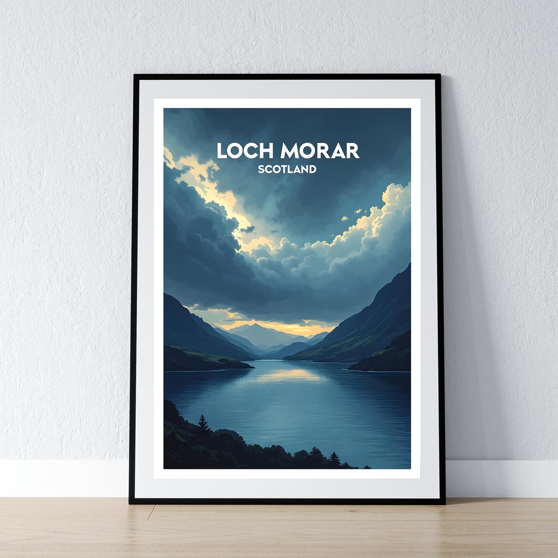 Loch Morar Scotland Dramatic Dusk Sky Highland Travel Art Poster