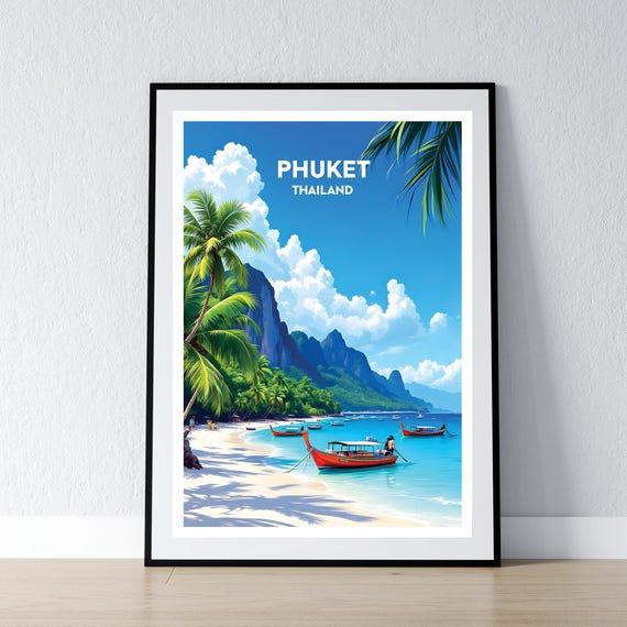 Phuket Poster Print Thailand Wall Art Gift Travel Home Decor Illustration