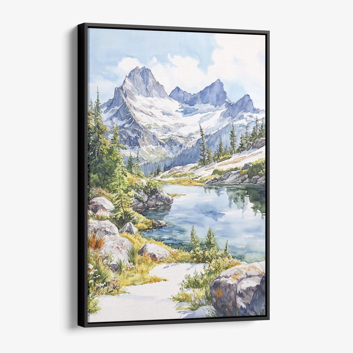 North Cascades National Park Mountain Lake Alpine Watercolor Poster
