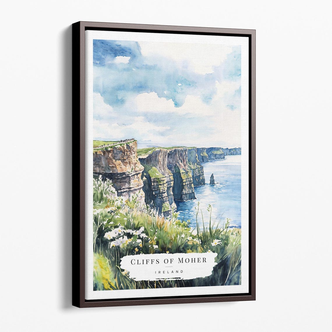 Cliffs of Moher Ireland Dramatic Coastal Watercolor Seascape Poster