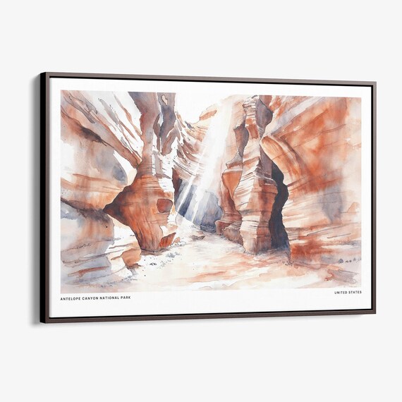 Antelope Canyon Slot Canyon Sunbeam Watercolor Desert Poster