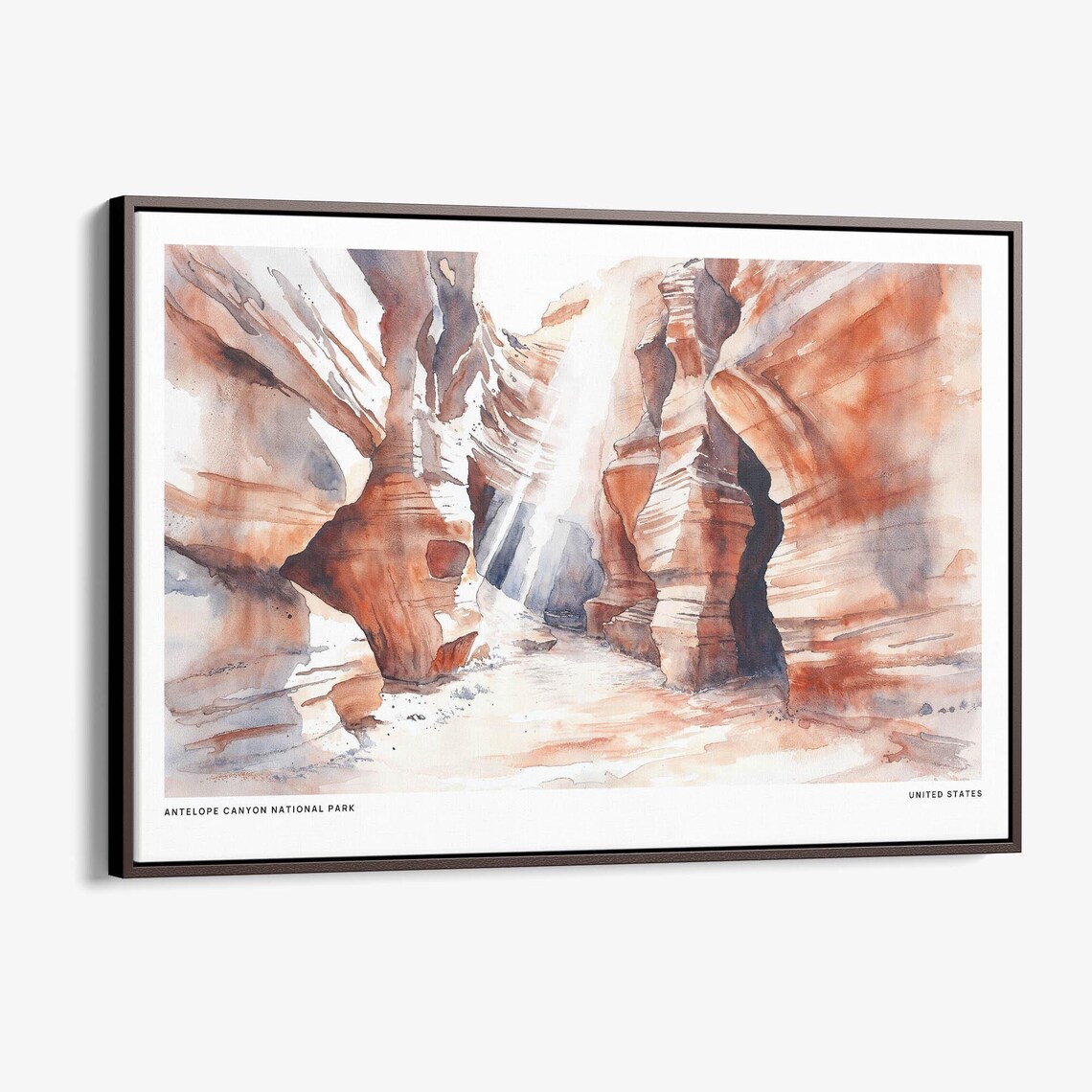 Antelope Canyon Slot Canyon Sunbeam Watercolor Desert Poster