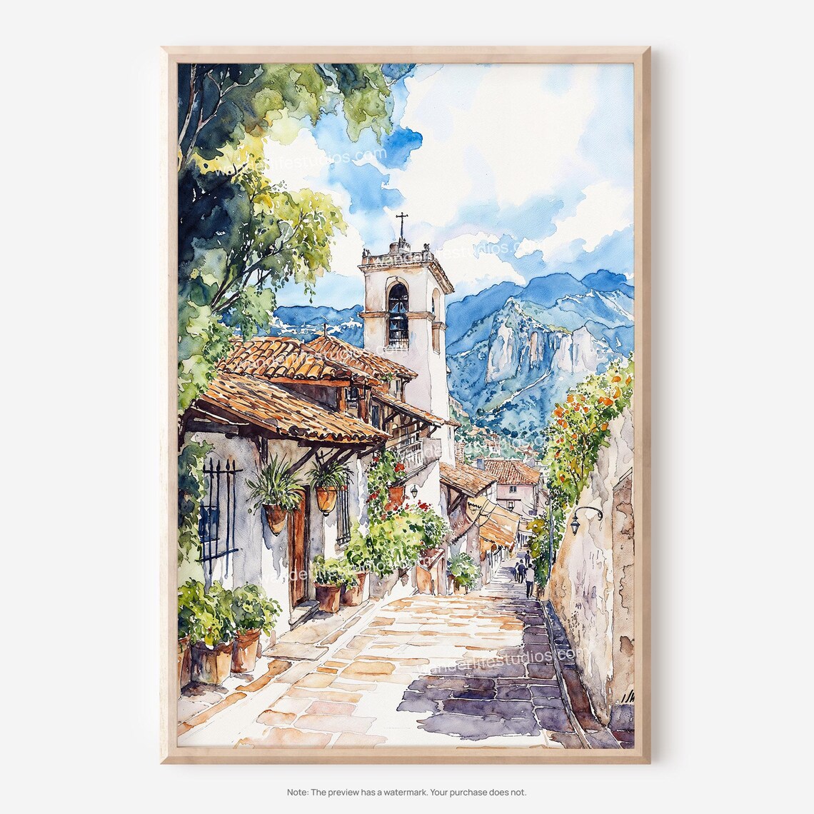 Bogota Colombia Historic Colonial Street Watercolor Travel Poster