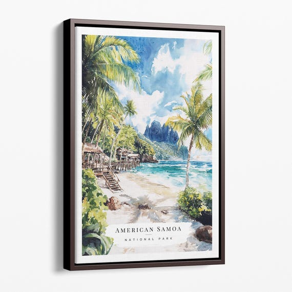 Samoa Canvas Art Print Tropical Beach Watercolor Landscape