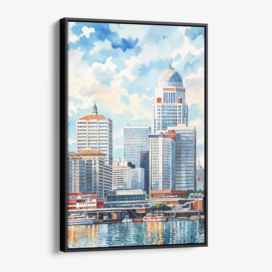 Louisville Kentucky Watercolor Skyline Art Print