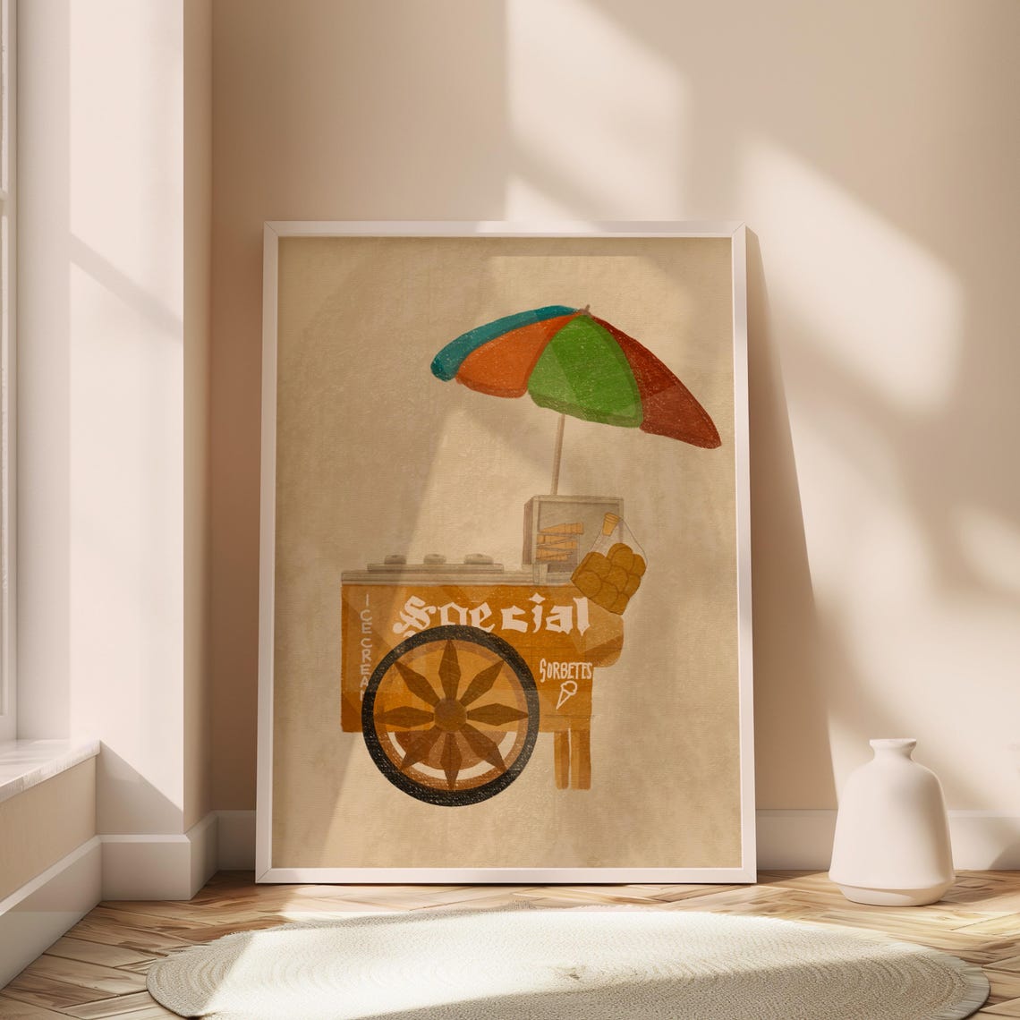 Philippines Poster Vintage Ice Cream Cart Satin Sorbetes Filipino Dirty Street Food Art Home Kitchen