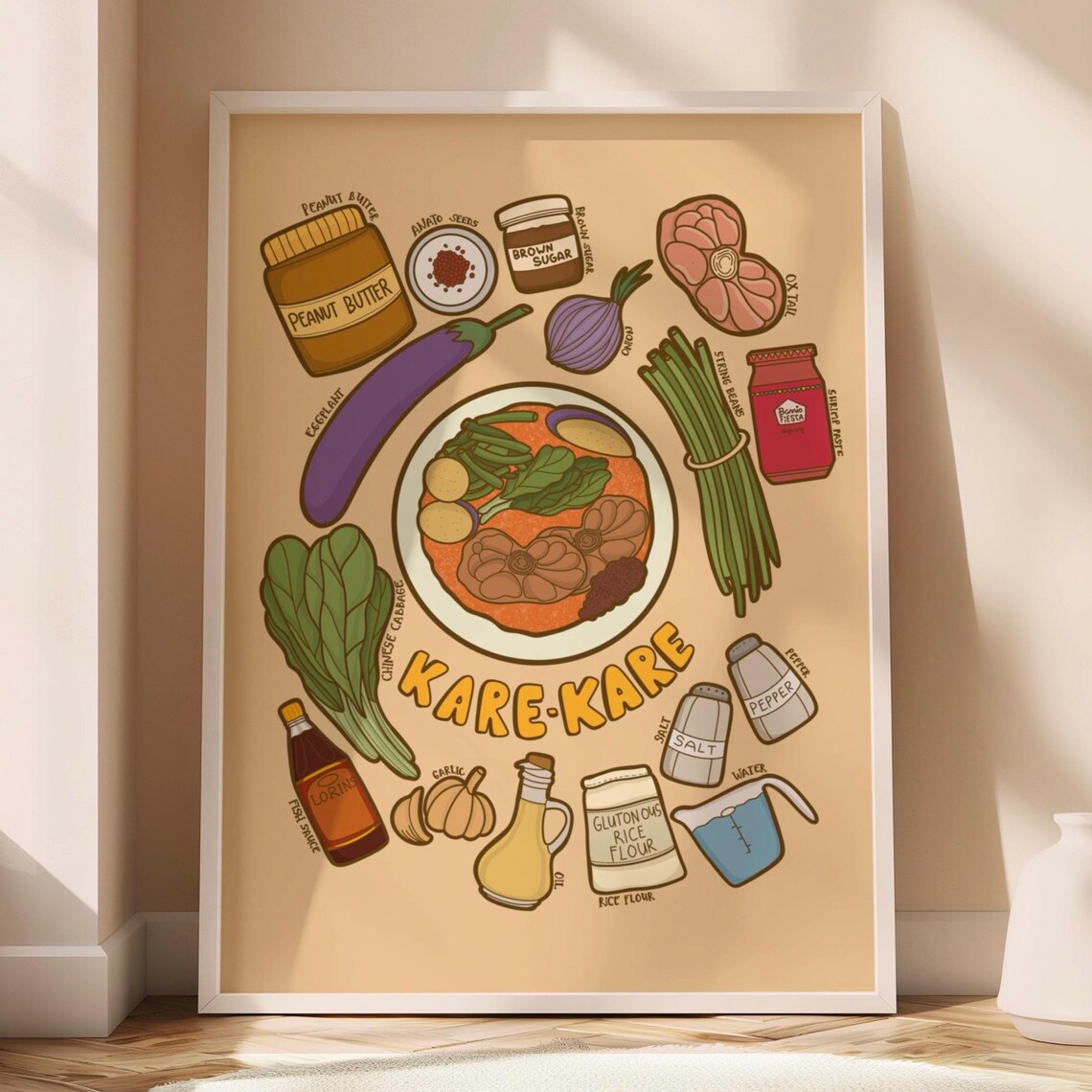 Philippines Poster, Filipino Food Recipe Art Print