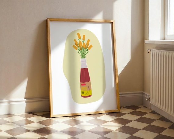 Philippines Poster Wall Art Decor Banana Ketchup Bottle With Lumpia Vase
