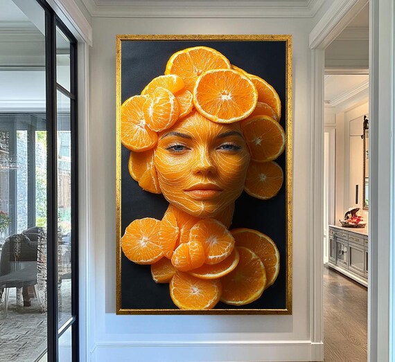 Citrus Orange Portrait Wall Art Modern Creative Printing Contemporary Kitchen Wall Decor Modern Wall Art Portrait Art