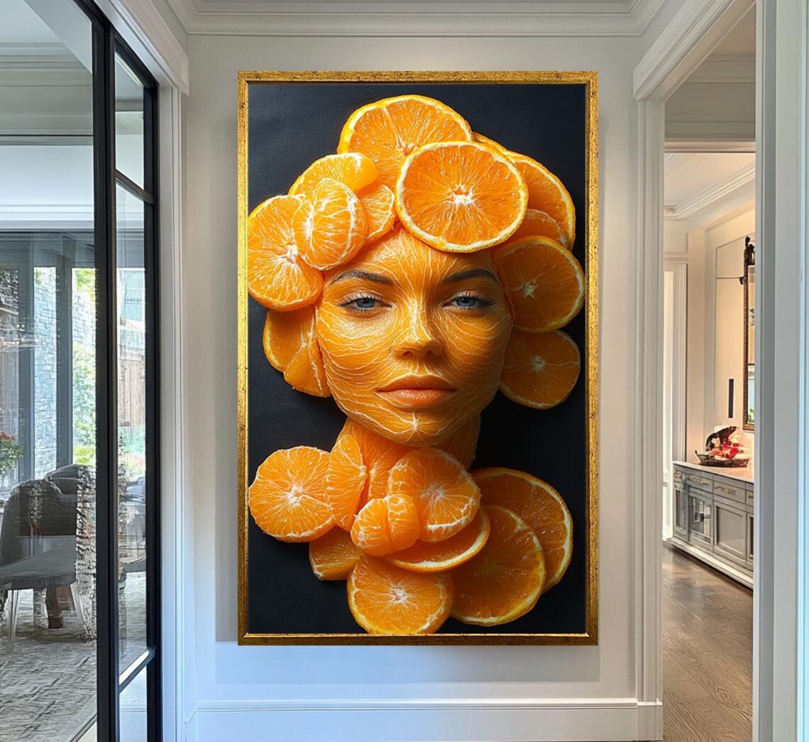 Citrus Orange Portrait Wall Art Modern Creative Printing Contemporary Kitchen Wall Decor Modern Wall Art Portrait Art