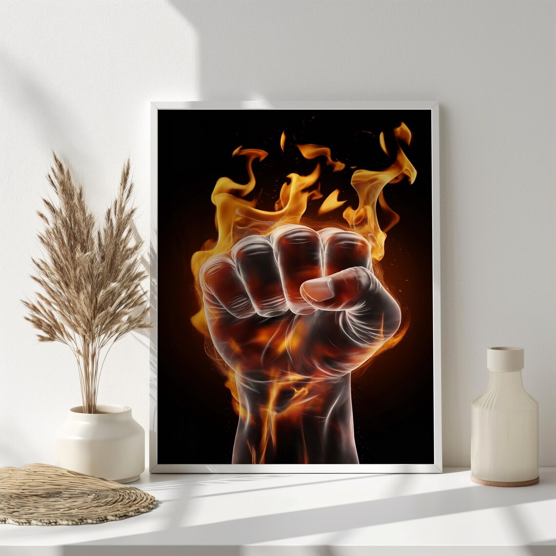 Flaming Fist, Dramatic Fire Effect Art Print - Image 3