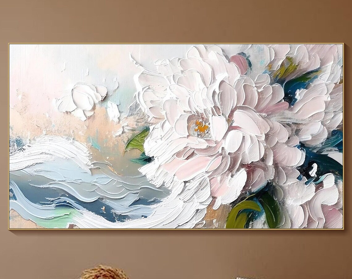 Abstract Flower Painting, Textured Spring Art Print