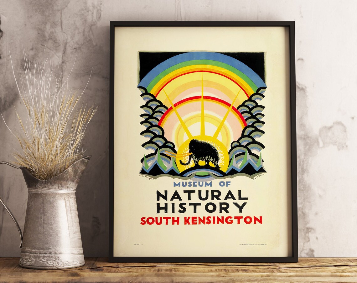 Kauffer Museum Of Natural History 1923 Vintage Travel Poster - Image 3