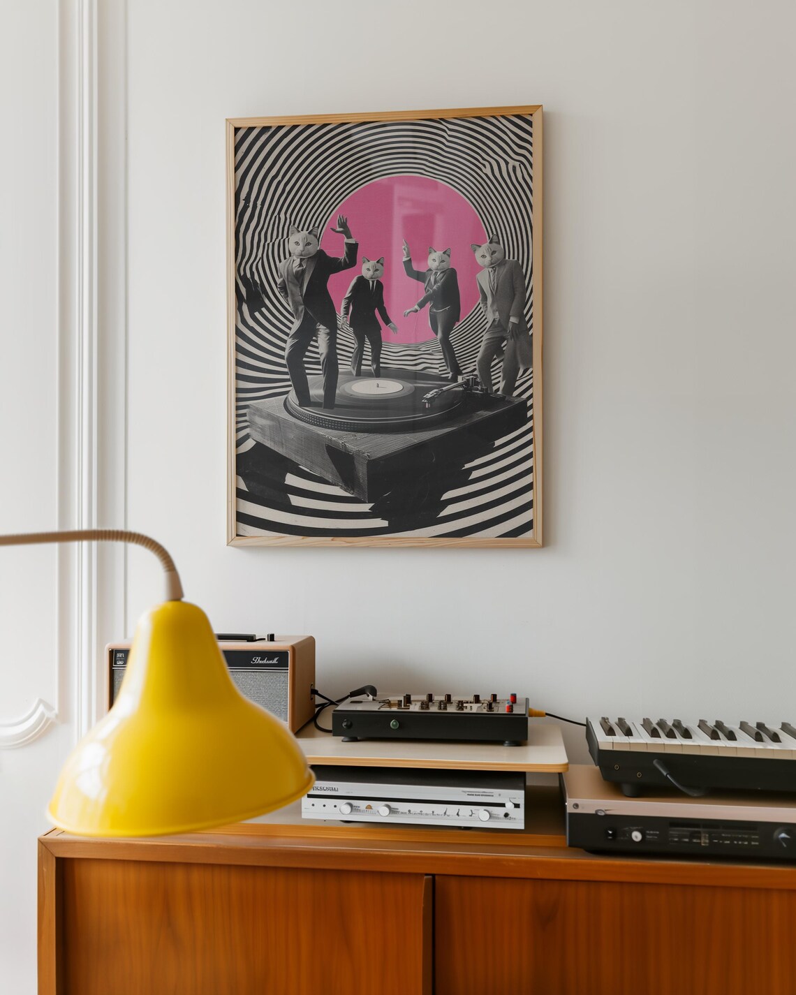 Cats Dancing on Vinyl Player, Hiroshi Nagai Inspired - Image 2