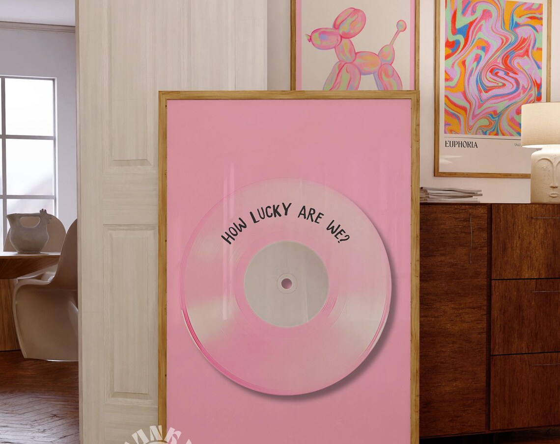 How Lucky Are We Light Pink Blush Vinyl Record Music Art Poster