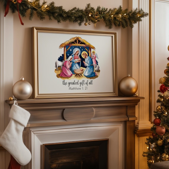 The Greatest Gift Of All Nativity Scene Religious Christmas Poster