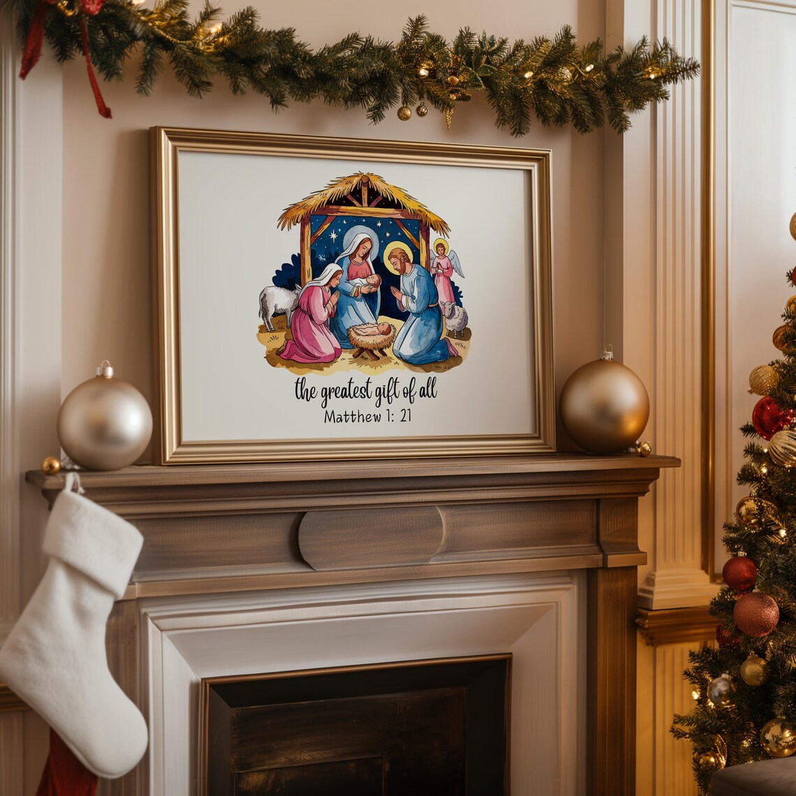 The Greatest Gift Of All Nativity Scene Religious Christmas Poster