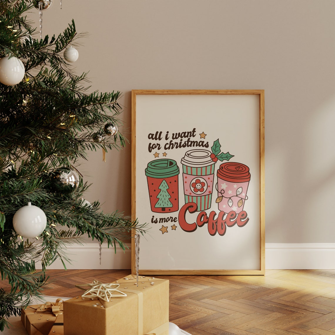 All I Want for Christmas Is More Coffee Tall Stacked Cups Poster - Image 4