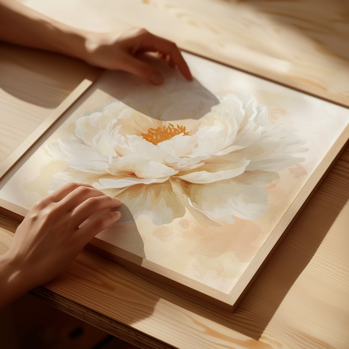 Cream Peony Bloom Pastel Floral Painting Romantic Minimalist Poster - Image 2