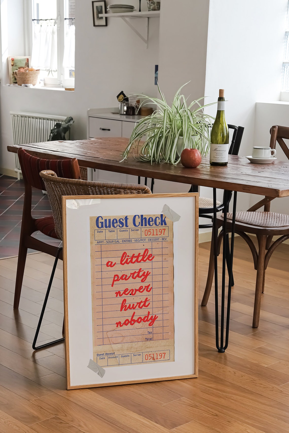 A Little Party Never Hurt Nobody Retro Diner Guest Check Wall Art - Image 5