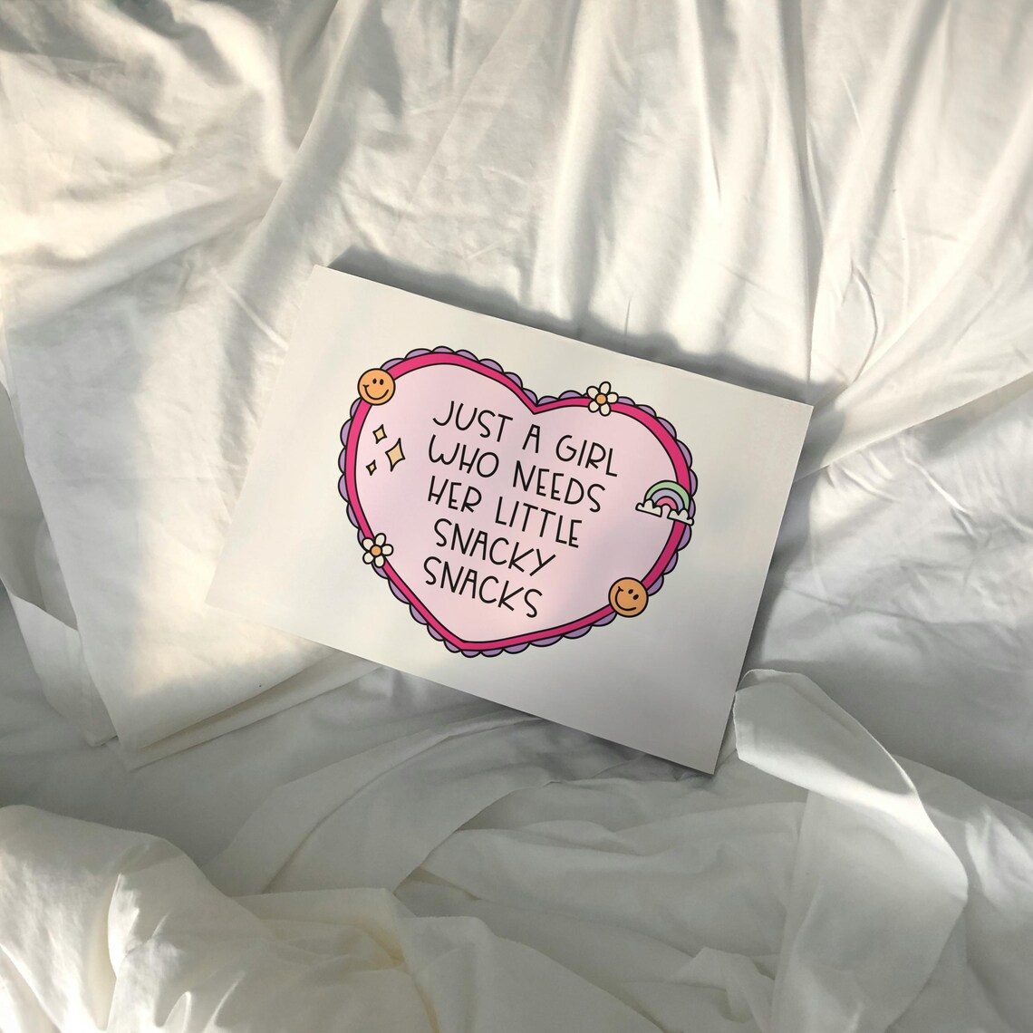 Just a Girl Who Needs Her Little Snacky Snacks Cute Heart Poster - Image 4
