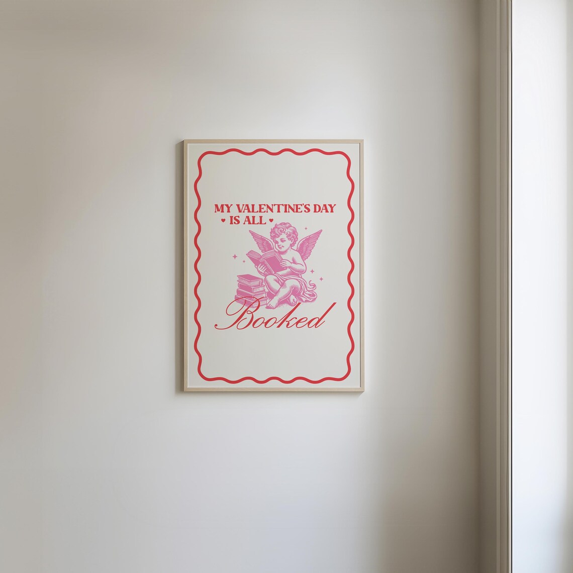 My Valentines Day Is All Booked Funny Cute Bookish Cupid Poster - Image 3