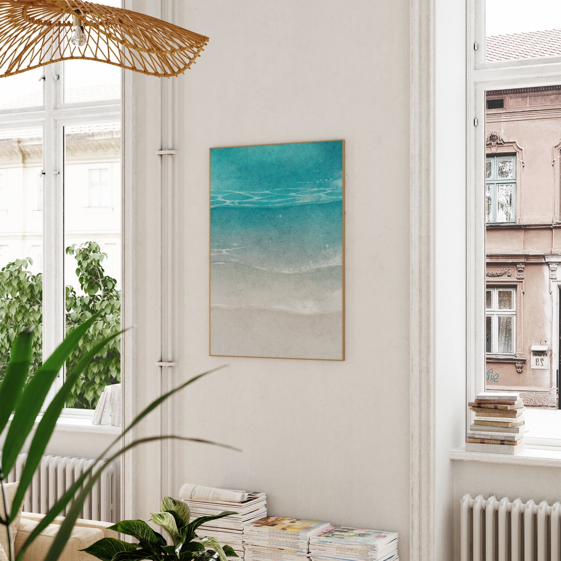 Turquoise Blue Water Abstract Minimalist Coastal Beach Poster - Image 4