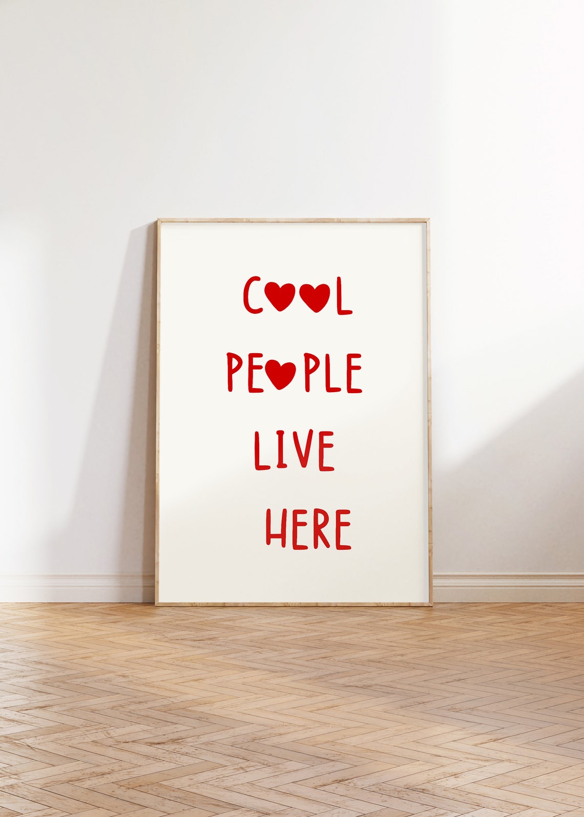 Cool People Live Here Red Heart Lettering Fun Quote Wall Art - Image 5