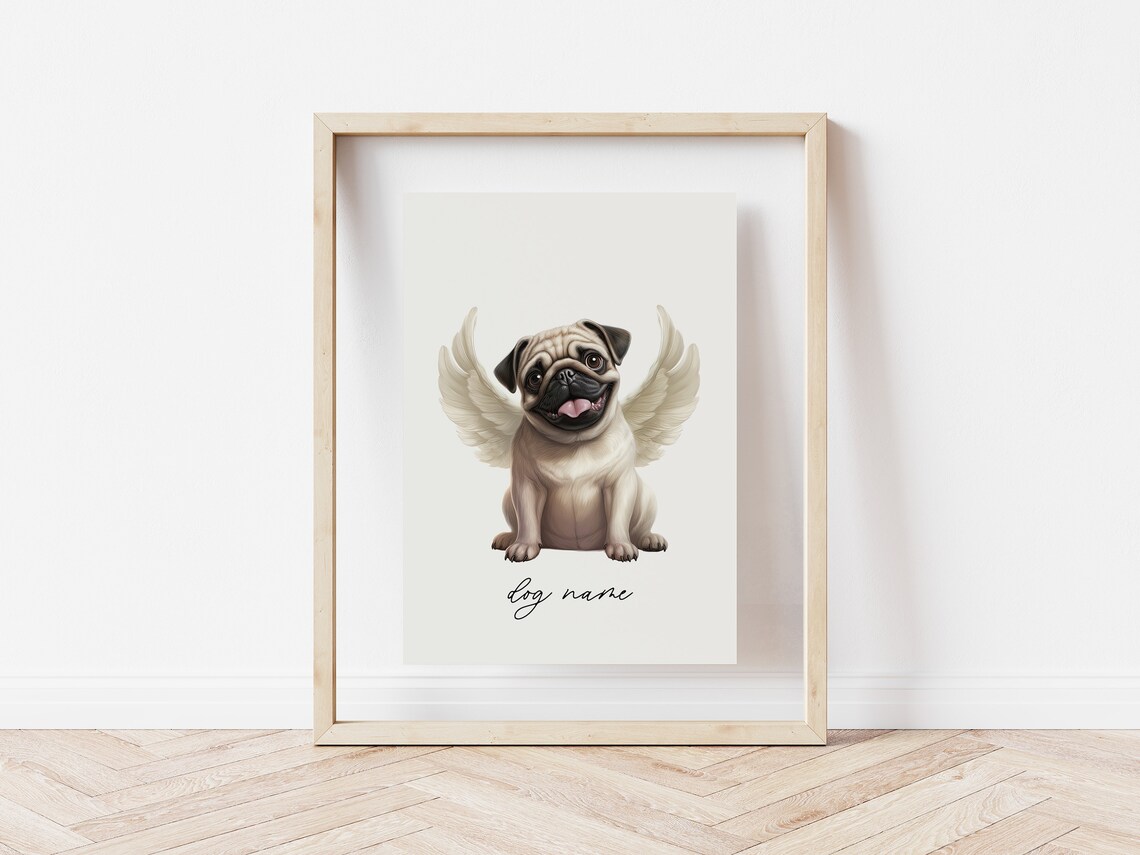 Pug Dog Memorial Rainbow Bridge Portrait Art Print - Image 5