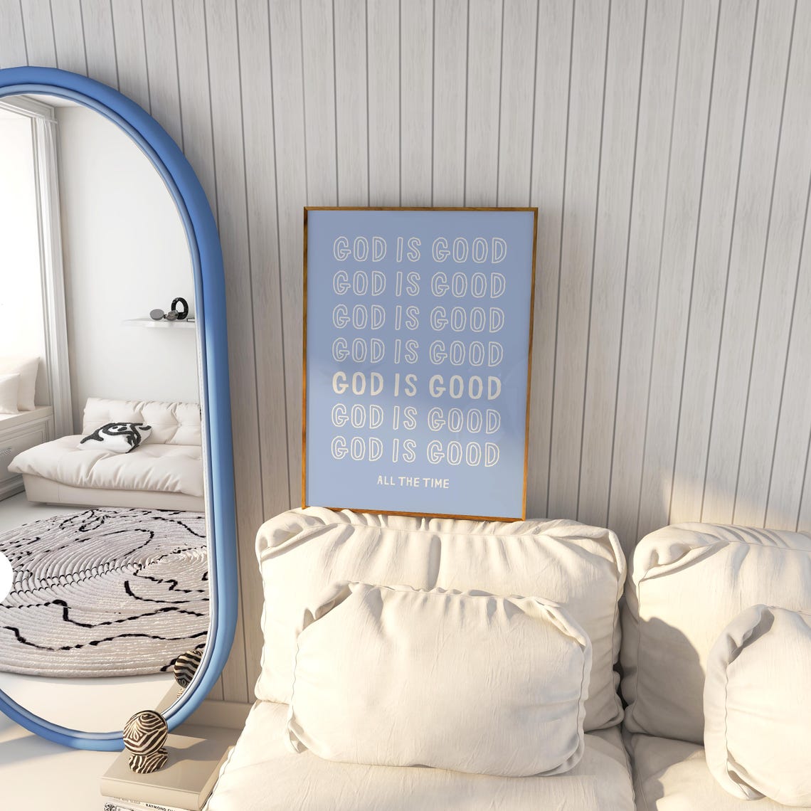 God Is Good All the Time Repeated Blue Faith Quote Christian Wall Art - Image 5