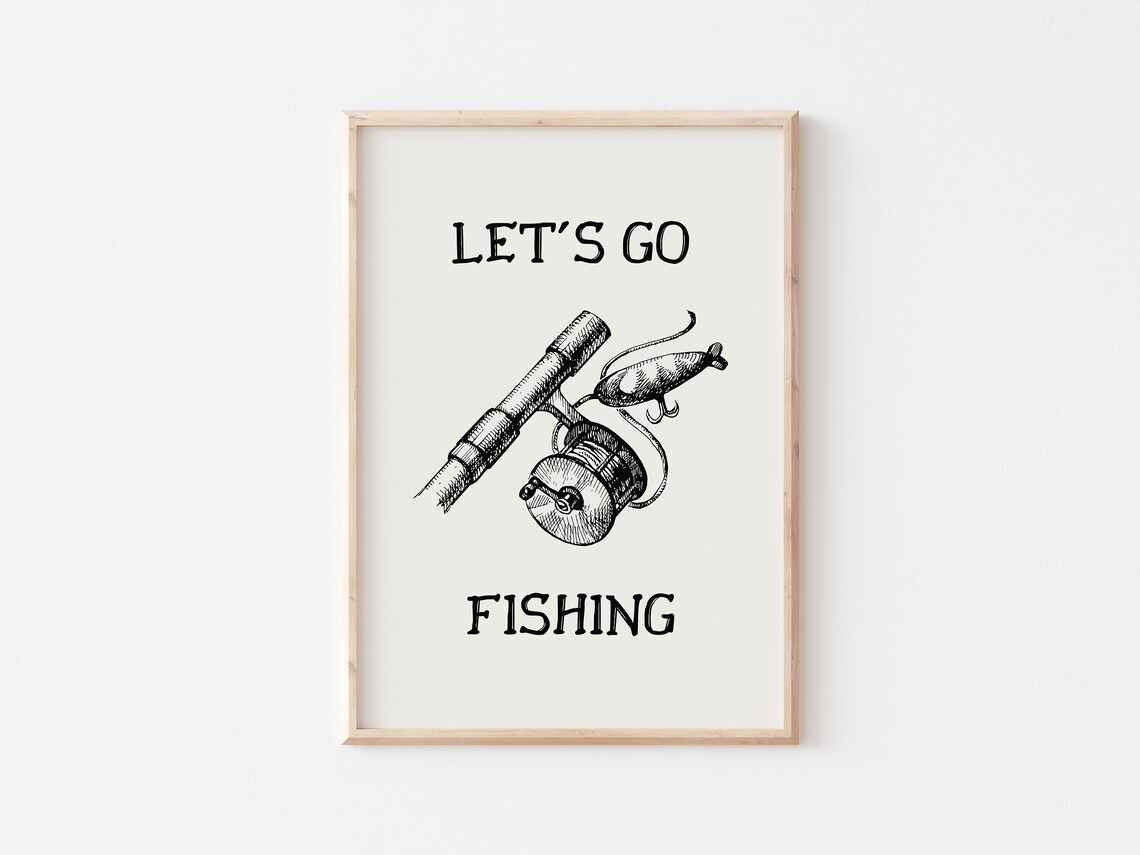 Let's Go Fishing Vintage Ink Rod Reel And Lure Sketch Art Print - Image 3