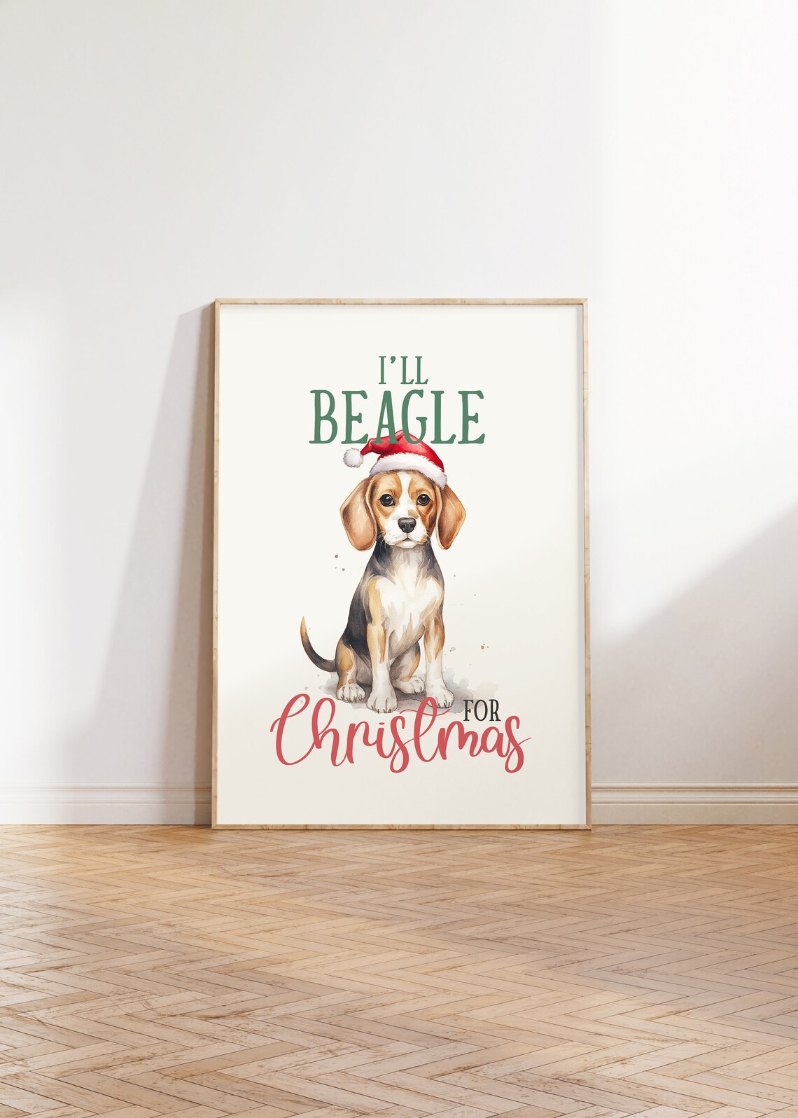 I'll Beagle For Christmas Beagle Puppy In Santa Hat Dog Poster - Image 2