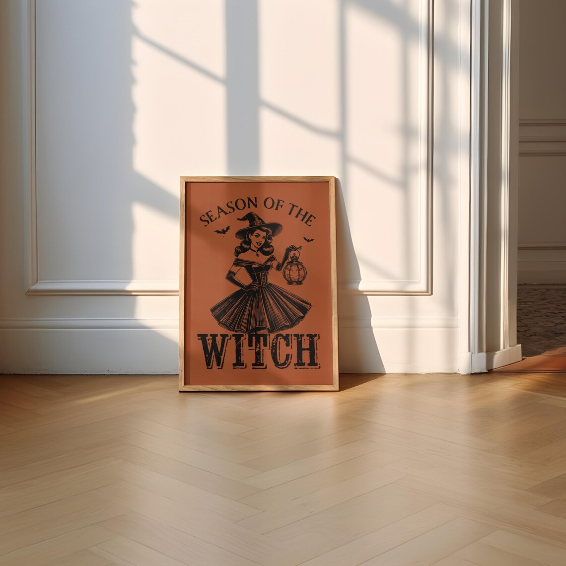 Season of the Witch Retro Halloween Poster with Vintage Witch Pin-Up - Image 2