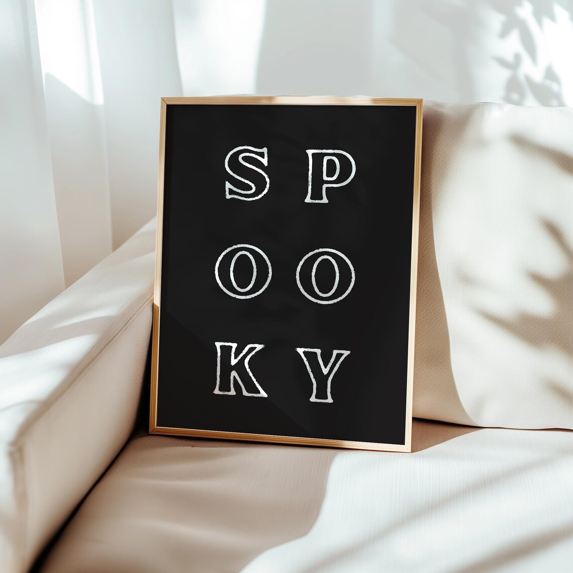 Spooky Outlined Lettering Black Background Modern Minimal Halloween Poster - Image 2