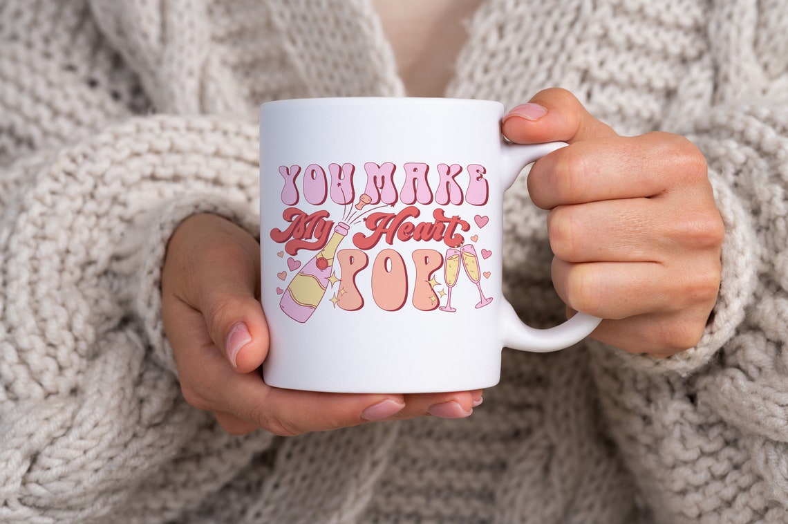 You Make My Heart Pop Champagne Retro Valentine's Day Wall Art - Image 2