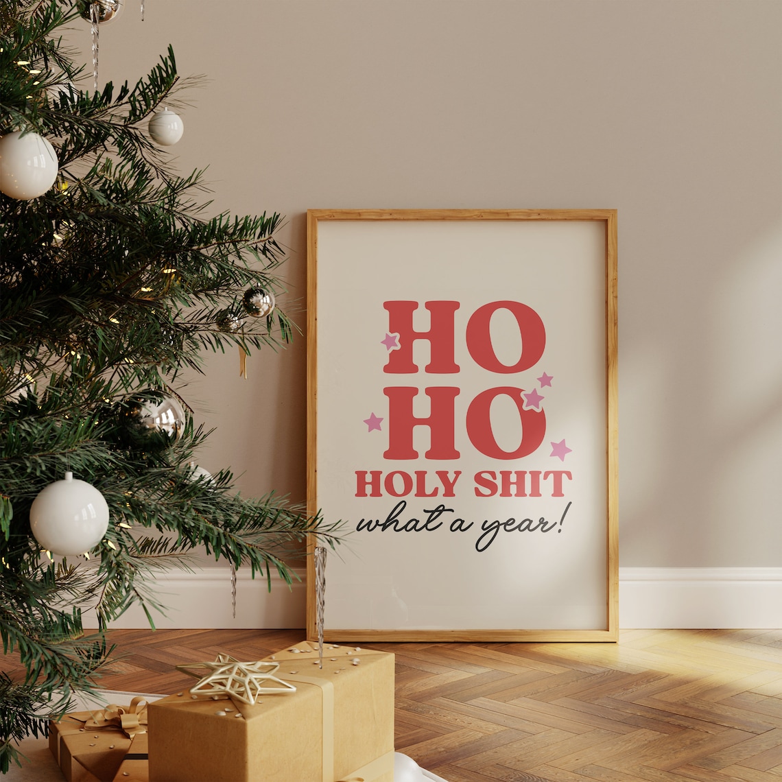 Ho Ho Ho Holy Shit What A Year Funny Christmas Party Quote Poster - Image 4