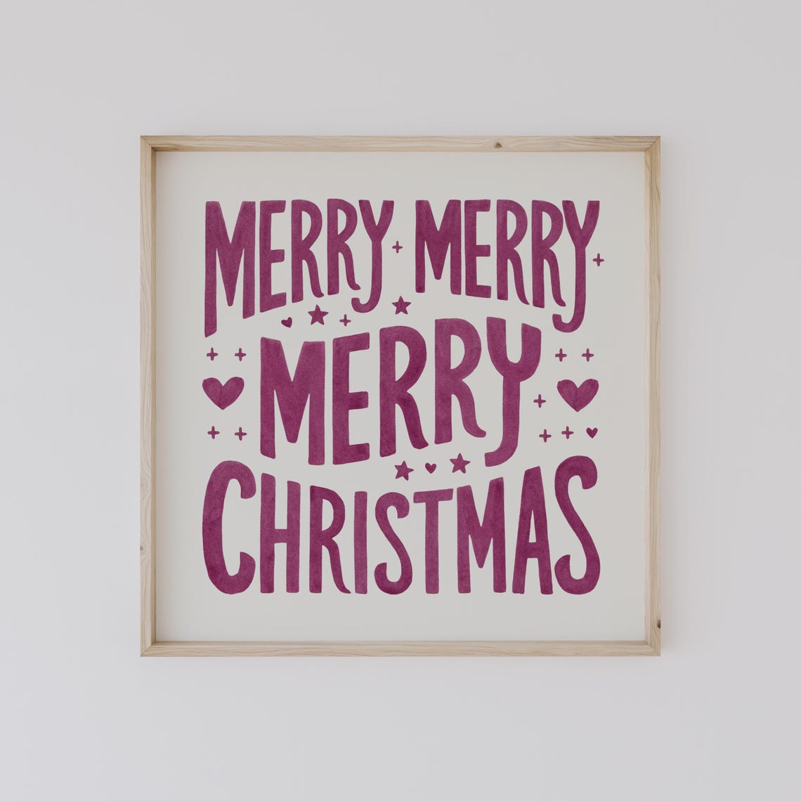 Merry Merry Christmas Square Retro Typography Holiday Poster - Image 2