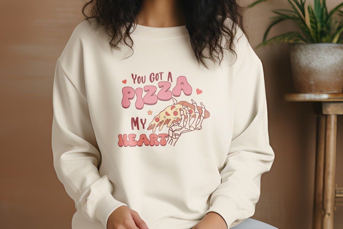 You Got a Pizza My Heart Skeleton Hand Retro Valentines Art Poster - Image 3