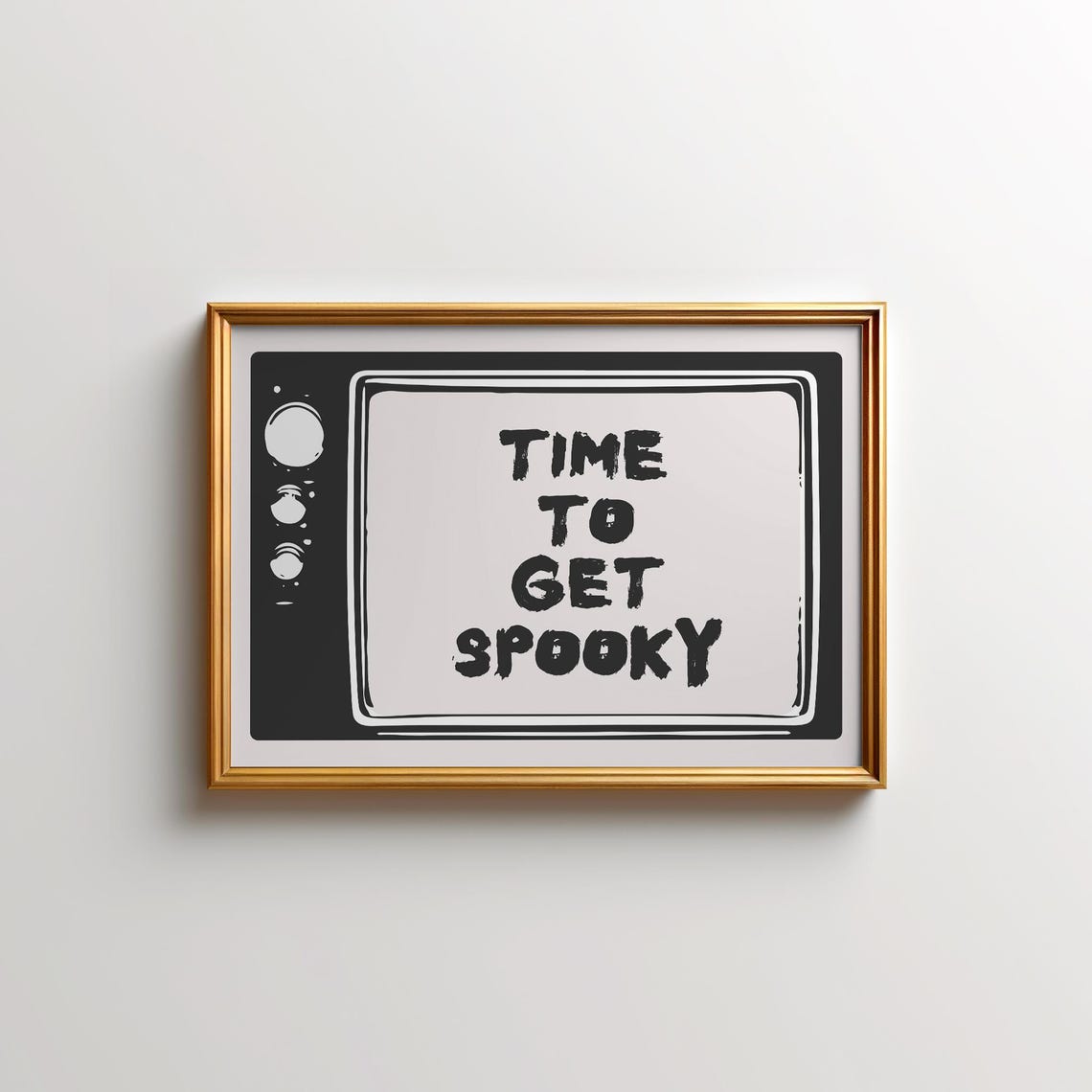 Time To Get Spooky Retro Television Flat Graphic Design Poster - Image 3