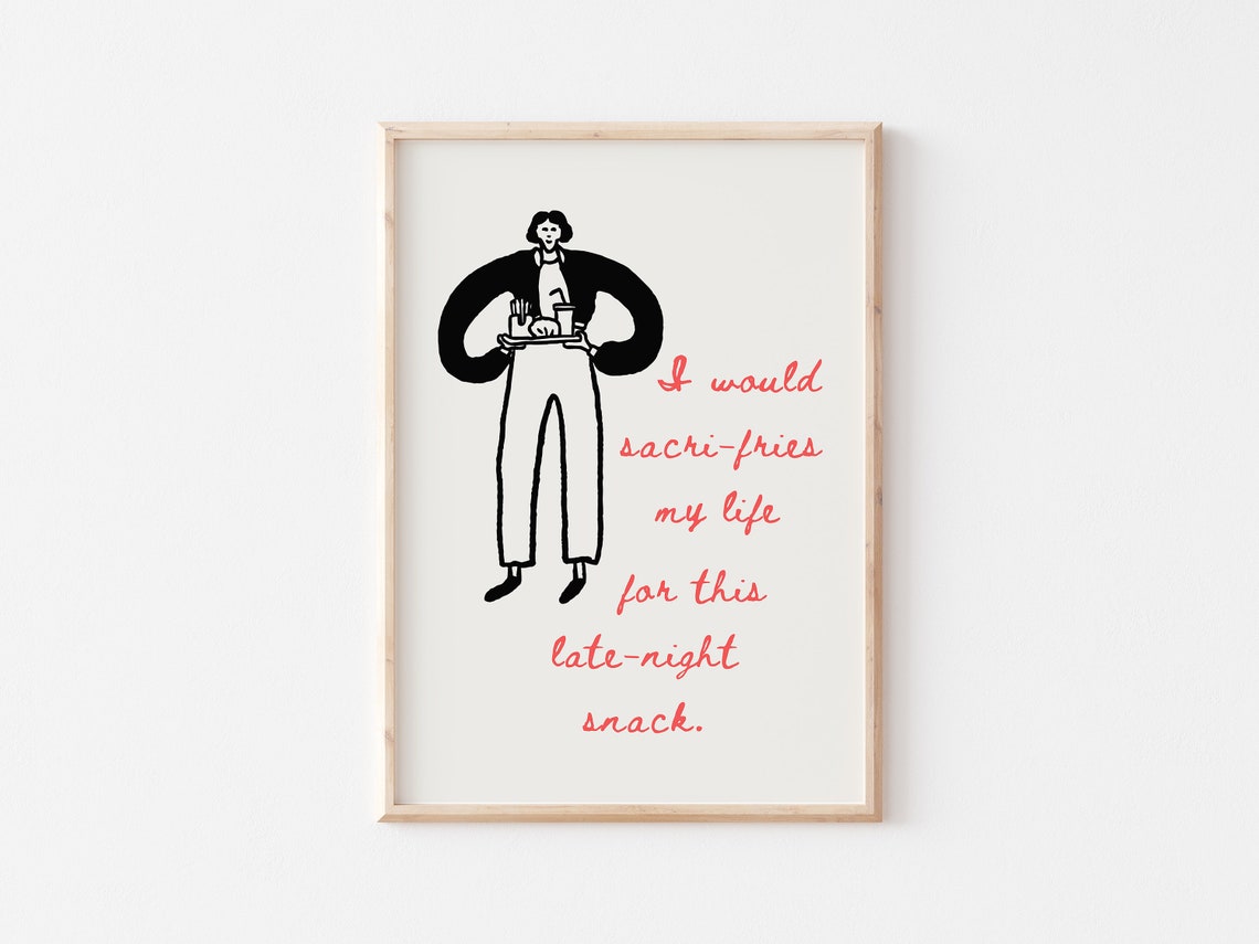 Funny French Fries Print Retro Food Posters Trendy Kitchen Decor Foodie Art Funky Kitchen Prints French Fries Quote - Image 2