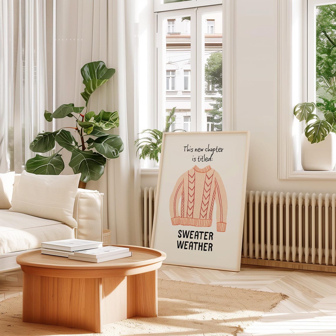 Sweater Weather This New Chapter Cozy Cable Knit Quote Poster - Image 2