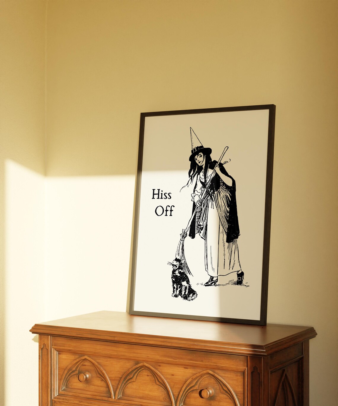 Hiss Off Vintage Witch With Black Cat Sassy Halloween Poster - Image 2
