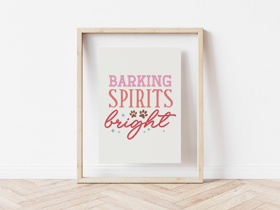 Barking Spirits Bright Funny Dog Pun Christmas Typography Poster - Image 5