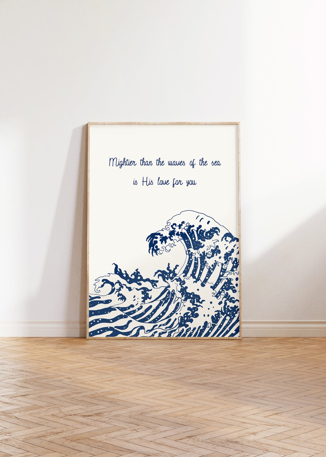 Mightier Than The Waves Bible Verse Ocean Wave Scripture Art Poster - Image 5