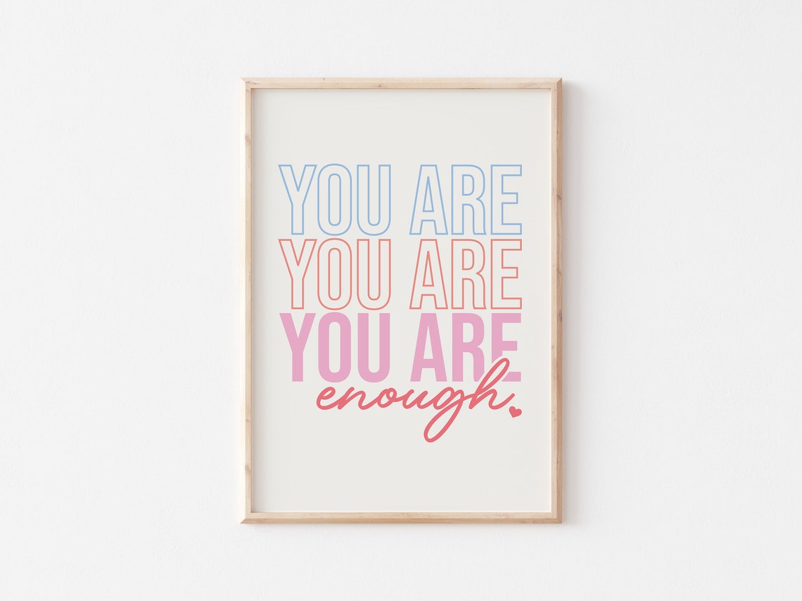 You Are Enough Pastel Outlined Lettering Self Love Quote Poster - Image 5