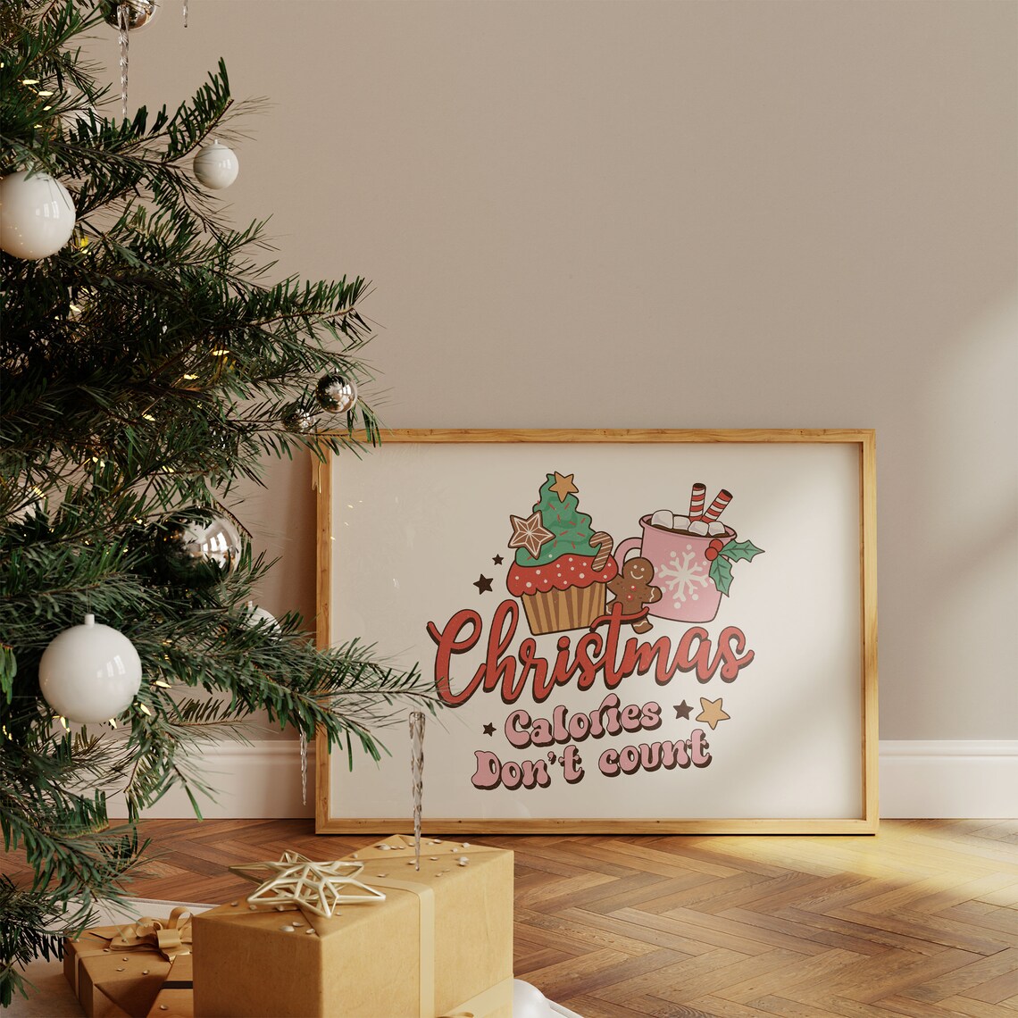 Christmas Calories Don't Count Retro Holiday Treats Decor Poster - Image 5
